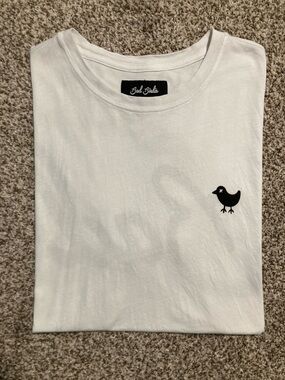 Bad Birdie White Short Sleeve Tee with Black Bird Logo